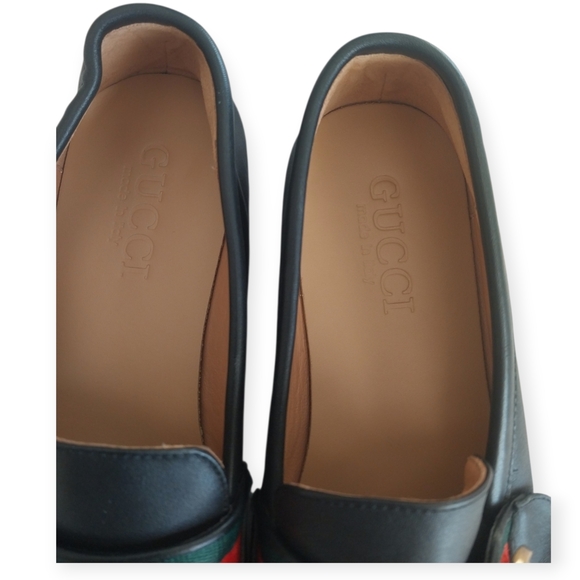 Gucci Black Leather Web Stripe Loafers Men’s Size (missing GG buckle) - Picture 4 of 6